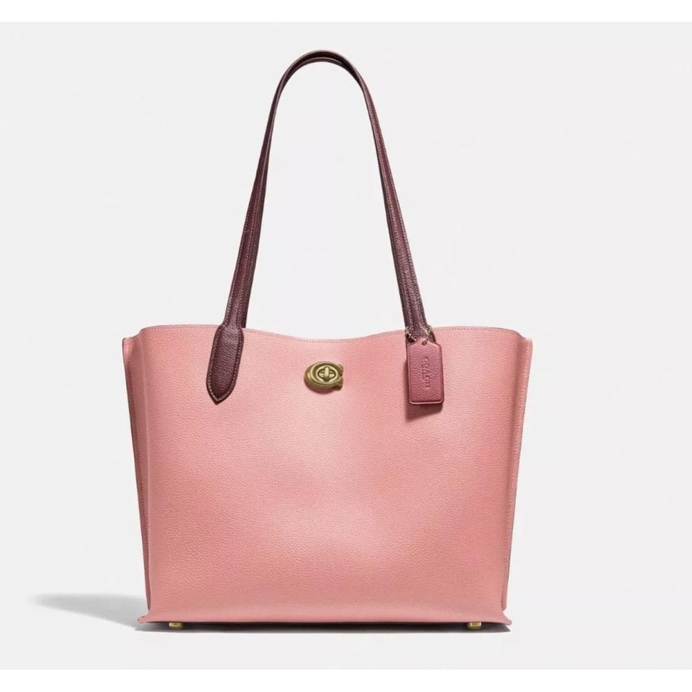COACH Willow Leather Tote In Candy, Pink -Signature Canvas Interior C0692